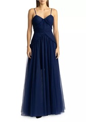 Zac Posen Pleated Tulle Gown