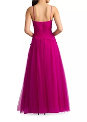 Zac Posen Pleated Tulle Sleeveless Gown