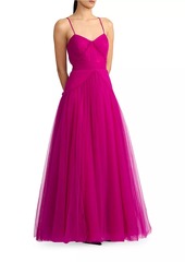 Zac Posen Pleated Tulle Sleeveless Gown