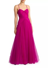 Zac Posen Pleated Tulle Sleeveless Gown