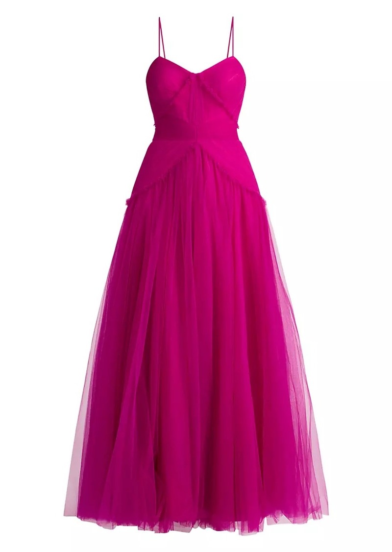 Zac Posen Pleated Tulle Sleeveless Gown