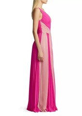 Zac Posen Pleated Two-Toned Gown