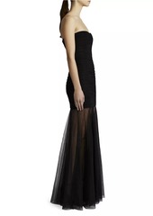 Zac Posen Ruched Tulle Body-Con Gown