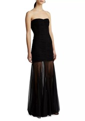 Zac Posen Ruched Tulle Body-Con Gown