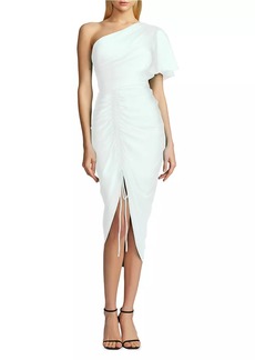 Zac Posen Satin Asymmetric One-Shoulder Midi-Dress