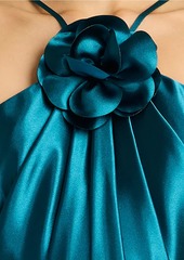 Zac Posen Satin Rosette Appliqué Body-Con Gown