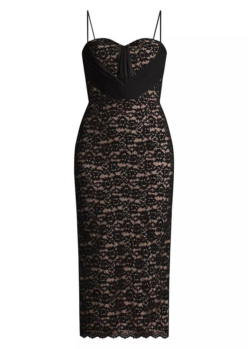 Zac Posen Sweetheart Lace Midi-Dress