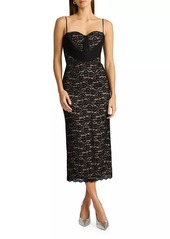 Zac Posen Sweetheart Lace Midi-Dress