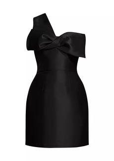 Zac Posen Taffeta Twisted Bow One-Shoulder Cocktail Dress