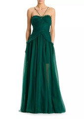 Zac Posen Tiered Chiffon A-Line Gown