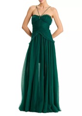 Zac Posen Tiered Chiffon A-Line Gown