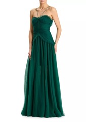 Zac Posen Tiered Chiffon A-Line Gown