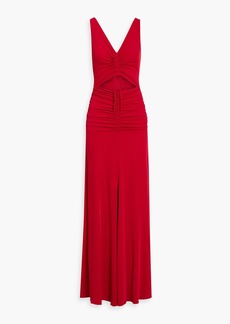 ZAC POSEN - Cutout ruched stretch-jersey gown - Red - US 4