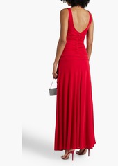 ZAC POSEN - Cutout ruched stretch-jersey gown - Red - US 6