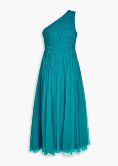 ZAC POSEN - One-shoulder pintucked tulle midi dress - Blue - US 6