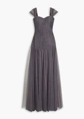 ZAC POSEN - Pintucked metallic tulle gown - Gray - US 8