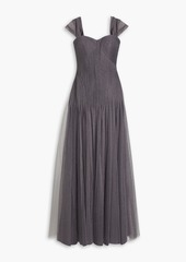 Zac Posen - Pintucked metallic tulle gown - Gray - US 8