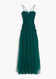 ZAC POSEN - Pintucked tulle gown - Green - US 4