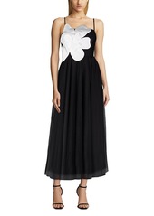 Zac Posen Floral Motif Tulle Midi Dress