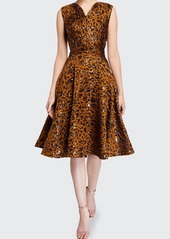 Zac Posen Leopard-Print Fit & Flare Cocktail Dress