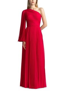 Zac Posen One Shoulder Pleated Gown