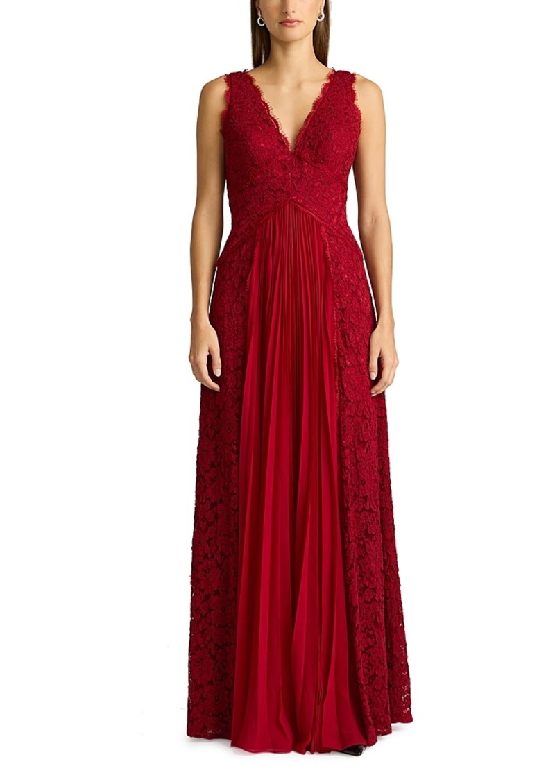 Zac Posen Pleated Lace Gown