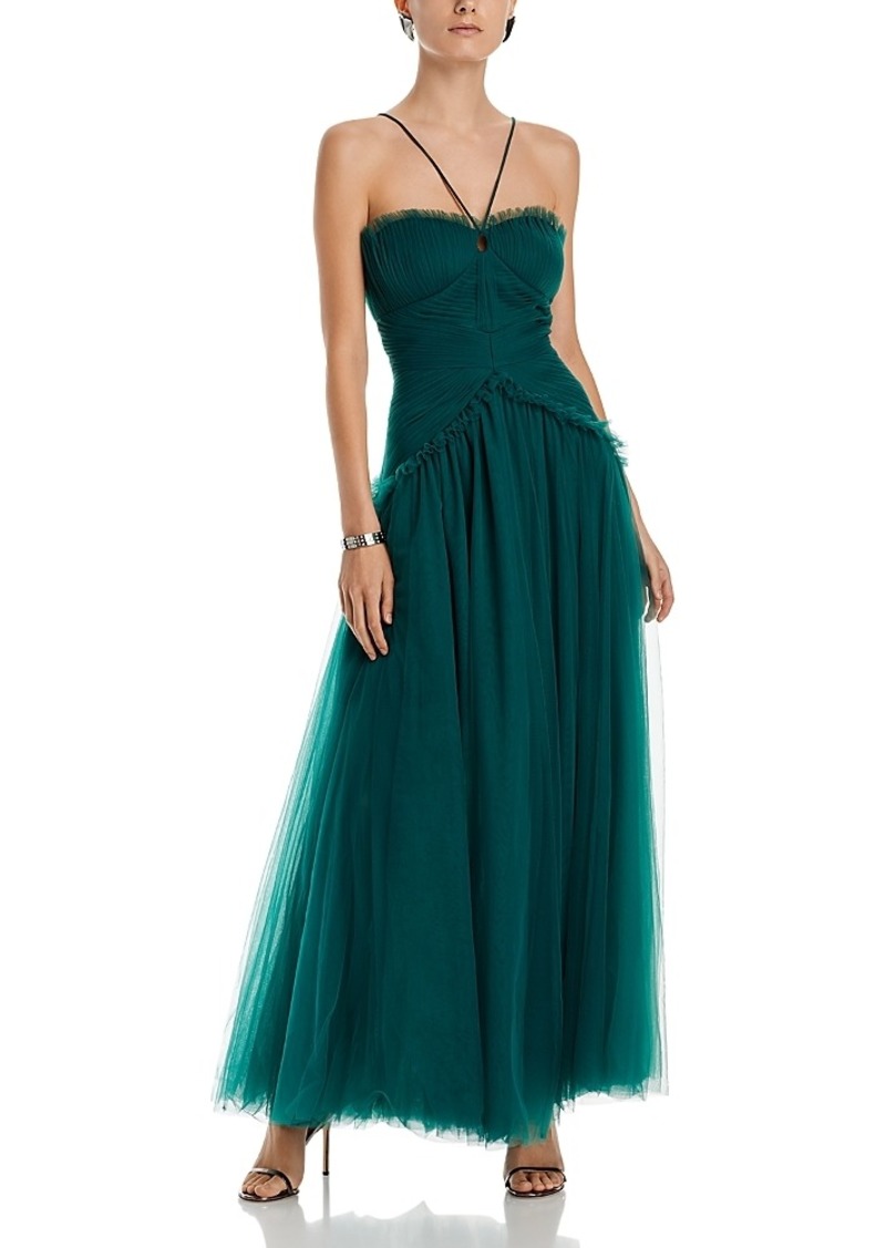 Zac Posen Pleated Tulle Tiered Gown