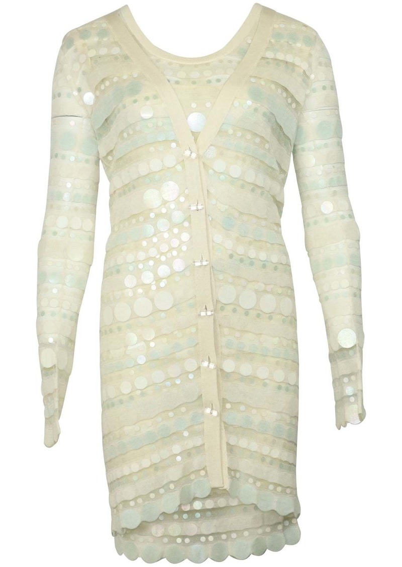 Zac Posen Sequined Cardigan with Dress in Cream Silk