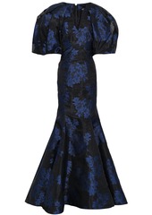 Zac Posen Woman Fluted Floral-jacquard Gown Black