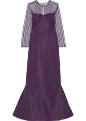 Zac Posen Woman Pintucked Tulle And Duchesse Silk-satin Gown Purple