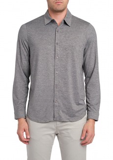 Zachary Prell Bill Stretch Knit Button-Up Shirt in Charcoal at Nordstrom Rack