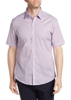 Zachary Prell Branch Print Regular Fit Short Sleeve Shirt in Red at Nordstrom
