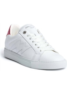 Zadig & Voltaire 1747 Leather Sneakers In Blanc/rose
