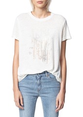 Zadig & Voltaire Azedi Strass Linen Blend T-Shirt