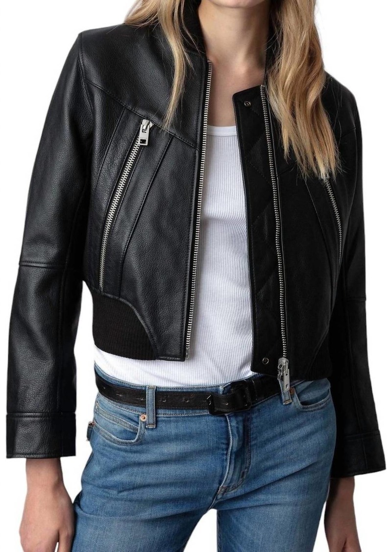 Zadig & Voltaire Bunta Cuir Reversible Leather Jacket In Noir