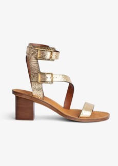 Zadig & Voltaire Cecilia Crinkled Caprese Sandals In Gold