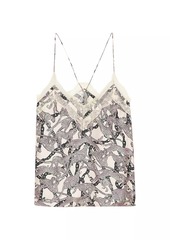 Zadig & Voltaire Christo Abstract Silk Lace-Trim Camisole