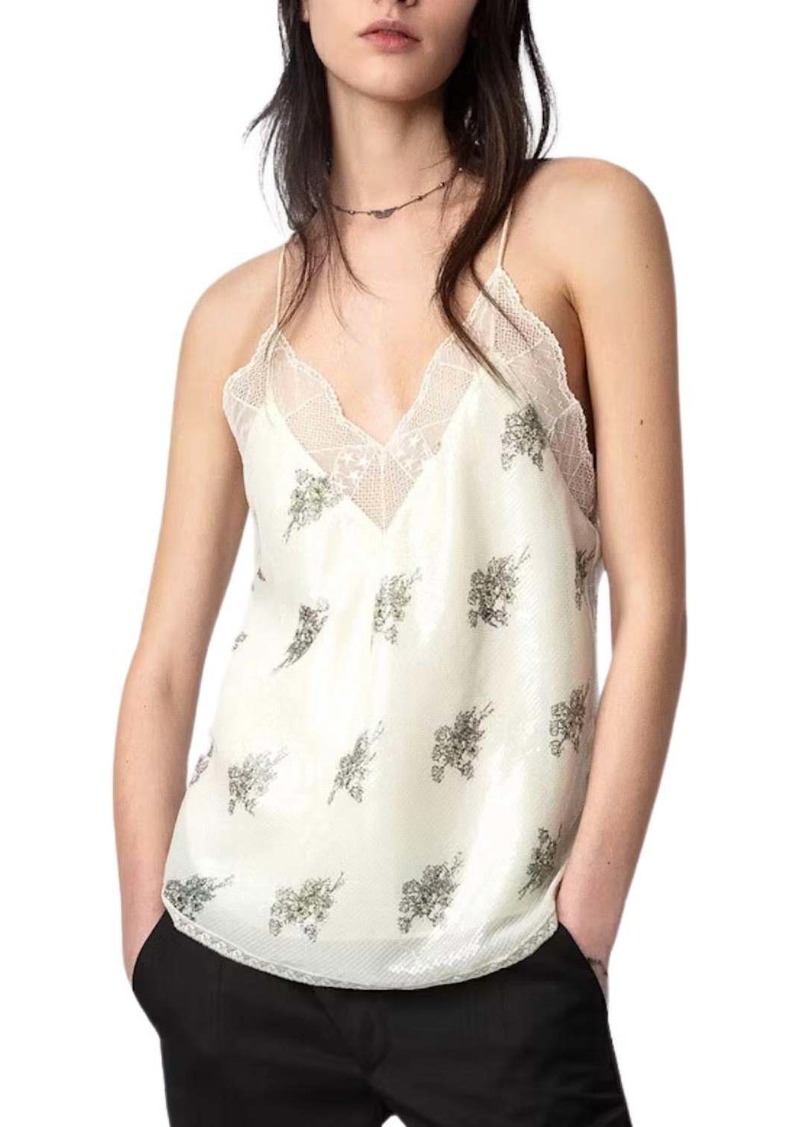 Zadig & Voltaire Christy Sequins Flower Camisole In Majestic