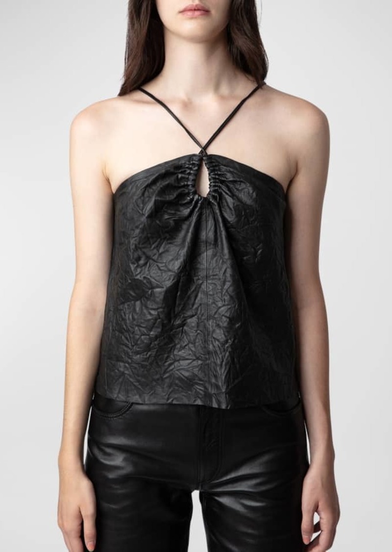 Zadig & Voltaire Cidonie Crinkled Leather Top 