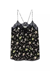 Zadig & Voltaire Cristy Soft Crinkle Roses Camisole