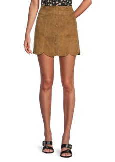 Zadig & Voltaire Jasia Daim Scalloped Leather Mini Skirt