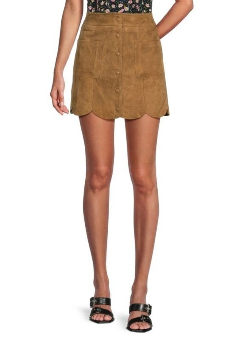 Zadig & Voltaire Jasia Daim Scalloped Leather Mini Skirt