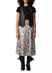 Zadig & Voltaire June Leopard Silk Midi Skirt