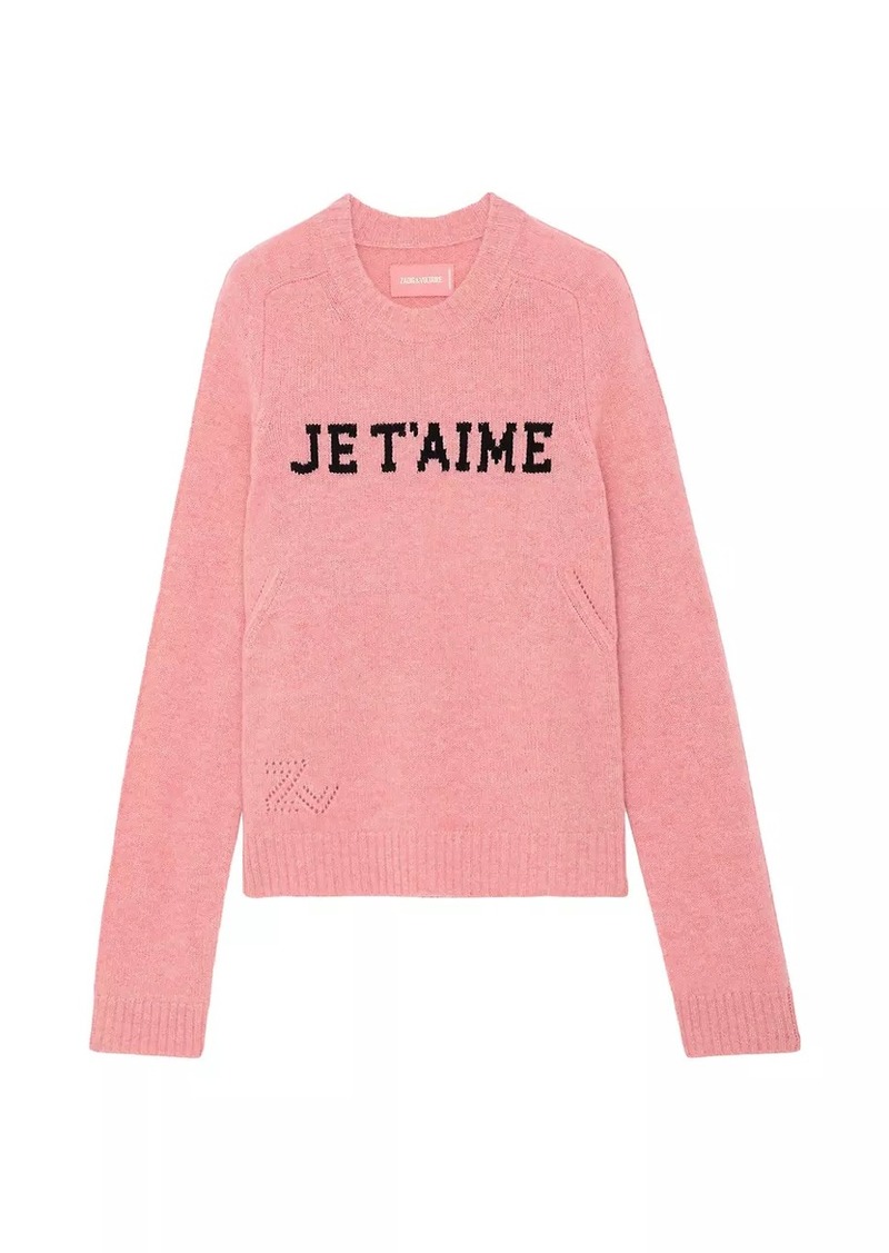 Zadig & Voltaire Lili Je T'aime Crewneck Cashmere Sweater