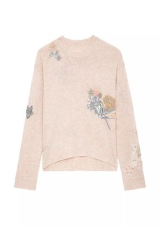 Zadig & Voltaire Markus Floral-Embroidered Cashmere Sweater