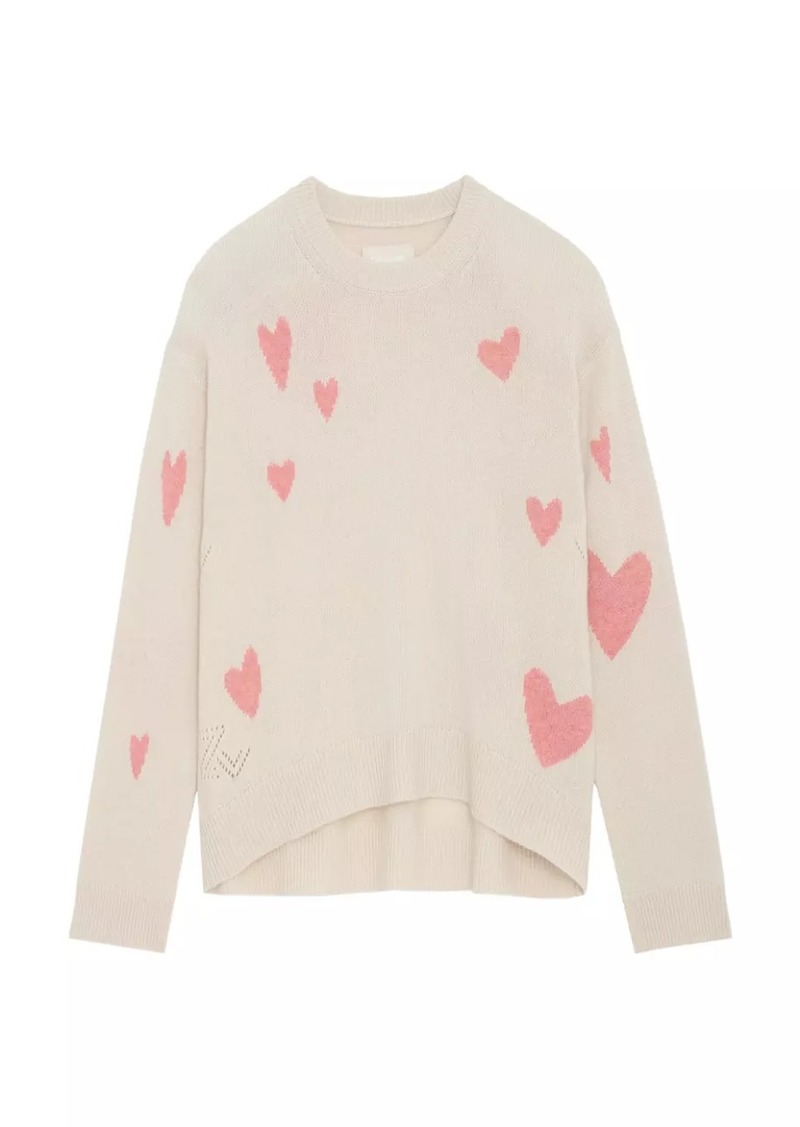 Zadig & Voltaire Markus Heart Crewneck Cashmere Sweater