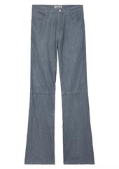 Zadig & Voltaire Pistol Cuir Froisse Leather Boot-Cut Pants