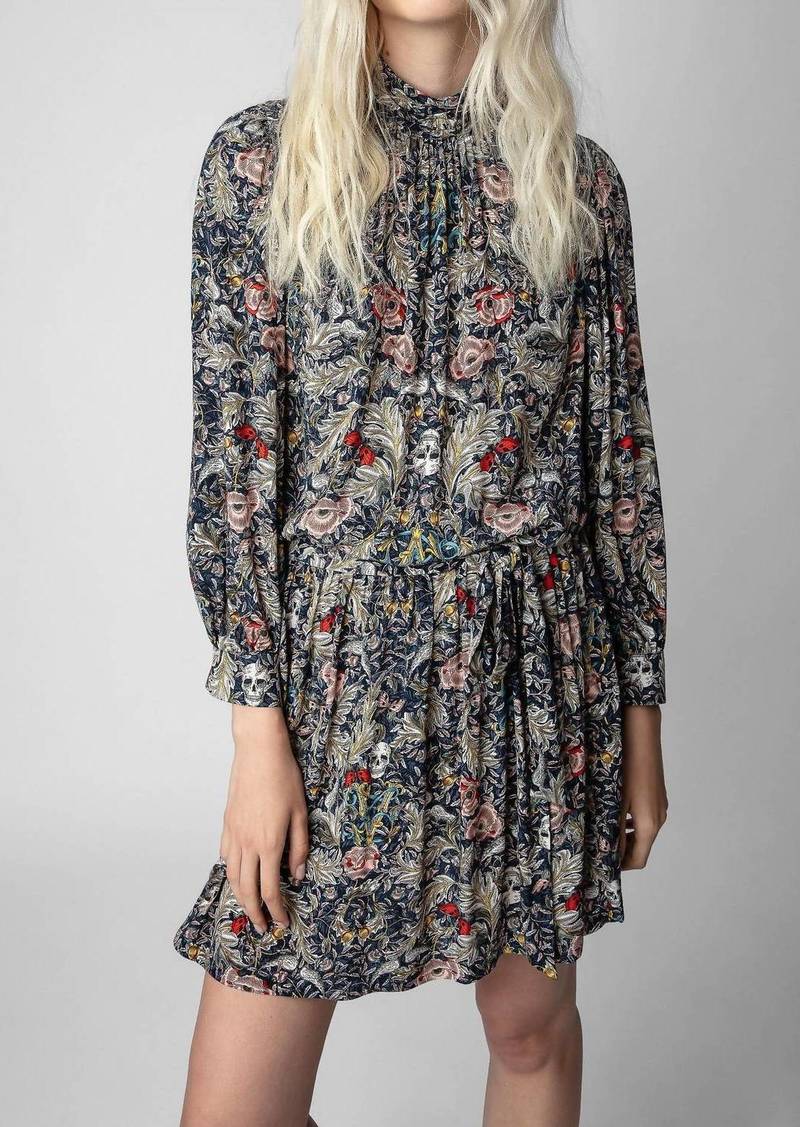 Zadig & Voltaire Rivali Dress In Blue Floral Print
