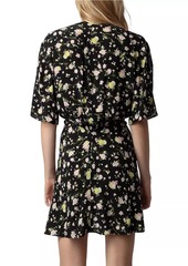 Zadig & Voltaire Rozom Soft Crinkle Roses Minidress