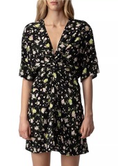 Zadig & Voltaire Rozom Soft Crinkle Roses Minidress